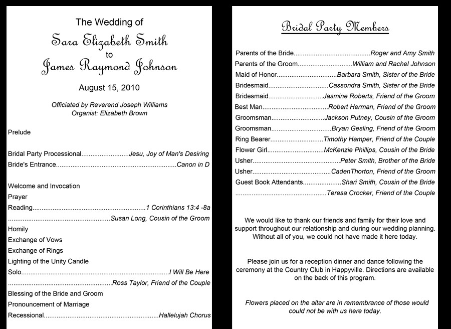 Sample Of Wedding Programme 37 Printable Wedding Program Examples &amp; Templates