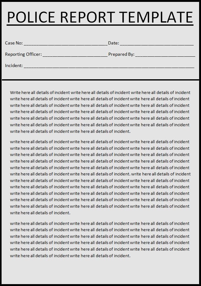 Sample Police Report Template Police Report Template