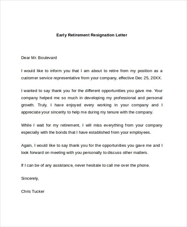Sample Retirement Resignation Letter Sample Retirement Resignation Letter 9 Documents In Pdf