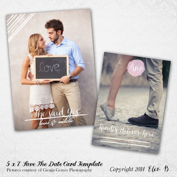 Save the Date Photoshop Templates 5×7 Save the Date Template Shop Template Std005