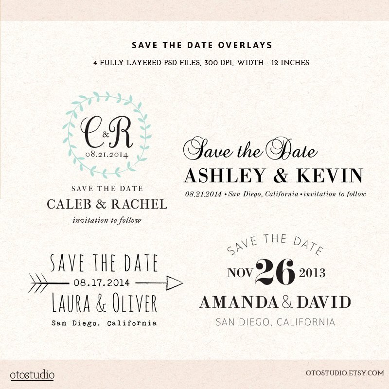Save the Date Photoshop Templates Digital Save the Date Template Overlays Wedding Photoshop