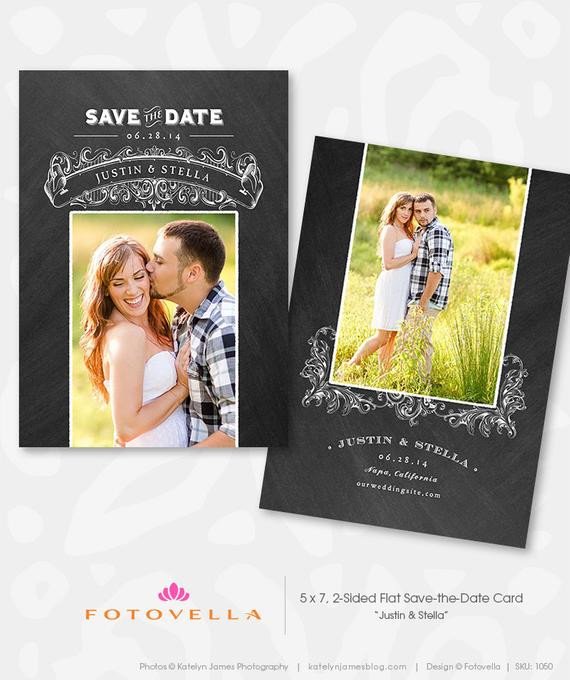 Save the Date Photoshop Templates Engagement Announcement Chalkboard Save the Date by Fotovella
