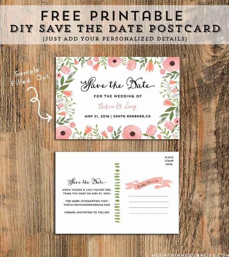 Save the Date Postcard Templates Diy Save the Date Postcard Free Printable