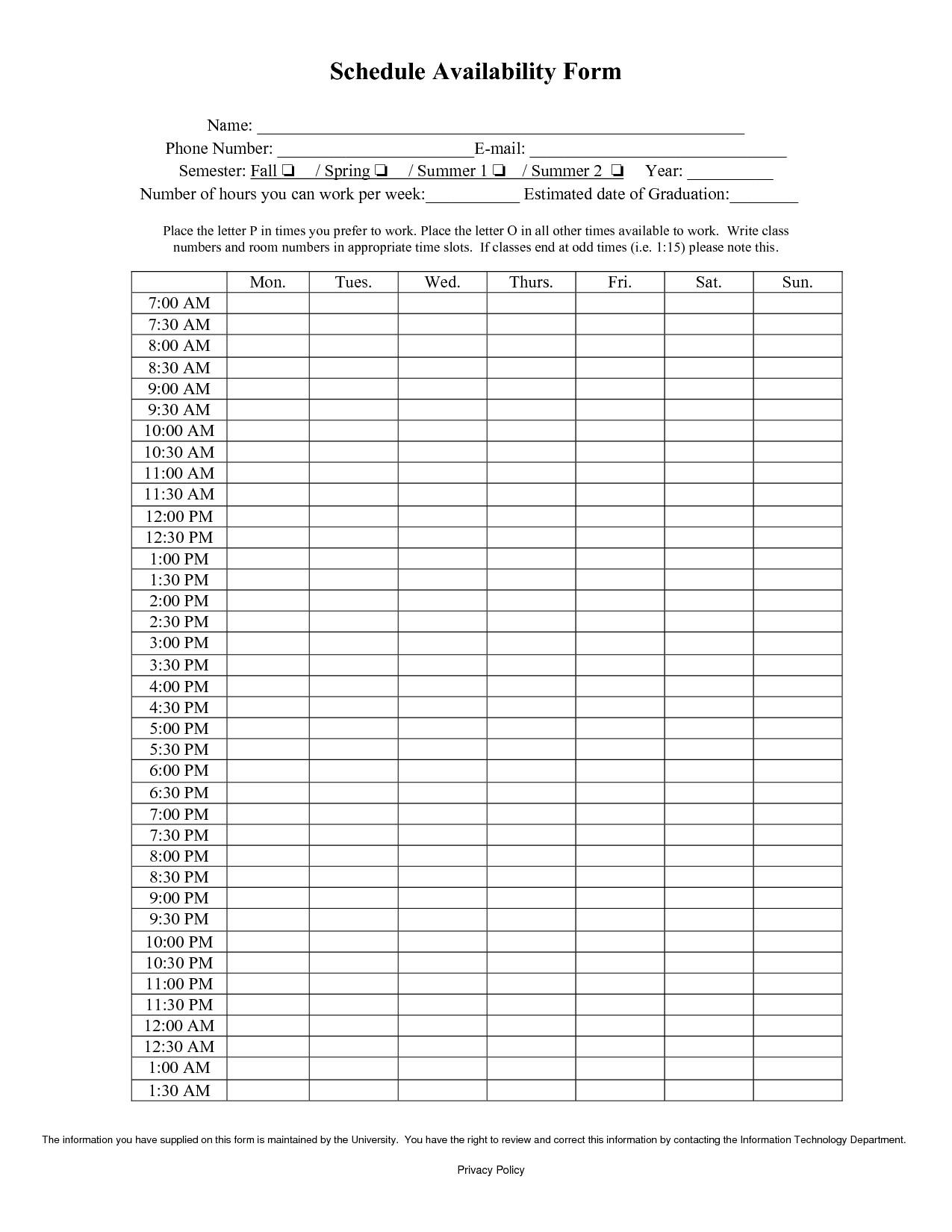 Schedule Of Availability Template Best S Of Schedule form Template Meeting Room