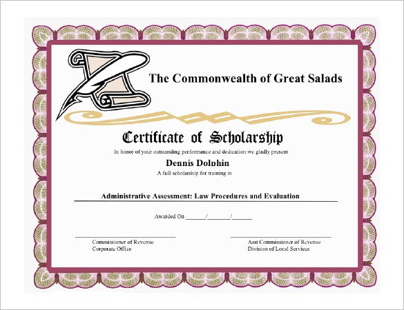 Scholarship Certificate Template Free 11 Scholarship Certificate Templates