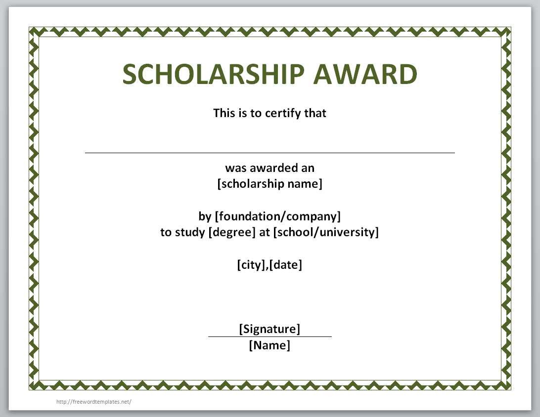 Scholarship Certificate Template Free 13 Free Certificate Templates for Word