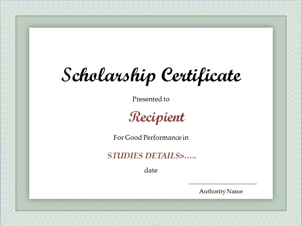 Scholarship Certificate Template Free Scholarship Certificate Template Excel Xlts