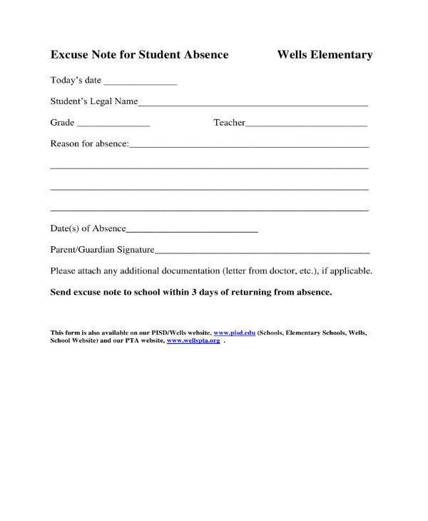 School Excuse Note Template 11 School Excuse Note Templates Pdf