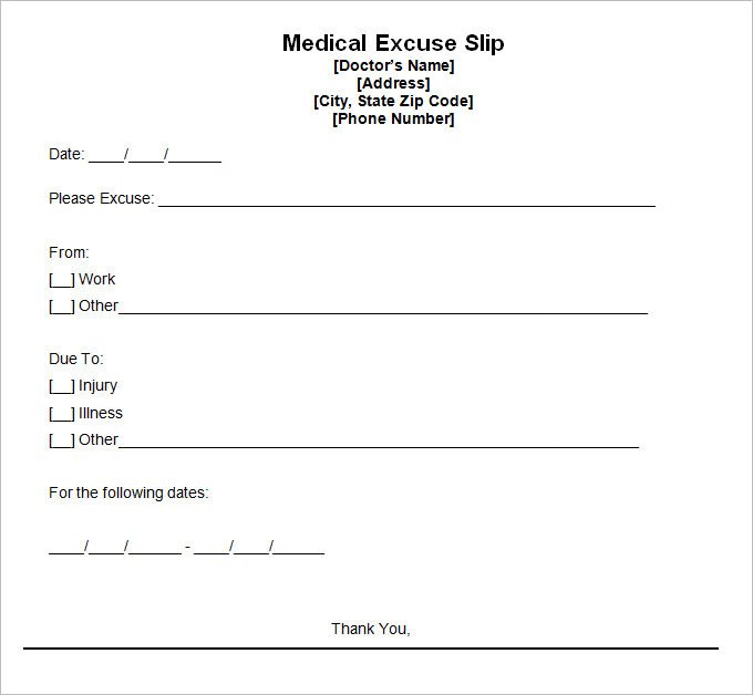School Excuse Note Template 9 Doctor Excuse Templates Pdf Doc