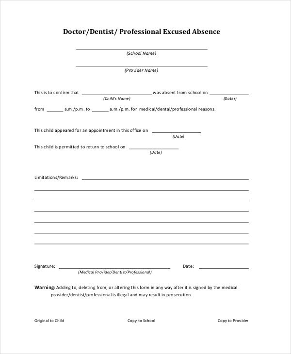 School Excuse Note Template Doctors Note Template for School 6 Free Word Pdf