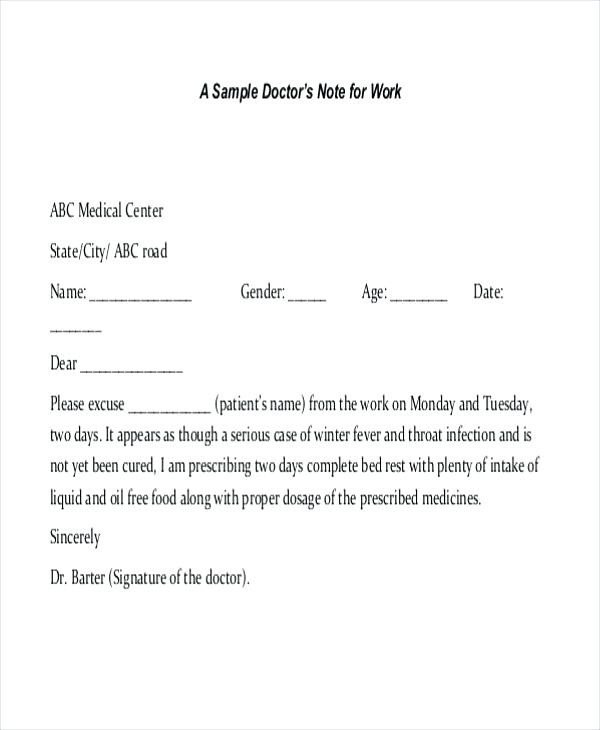 School Excuse Note Template Fake Doctors Note Template for Work or School Pdf