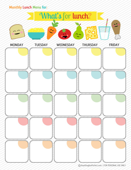 School Lunch Menu Template 30 Family Meal Planning Templates Weekly Monthly Bud