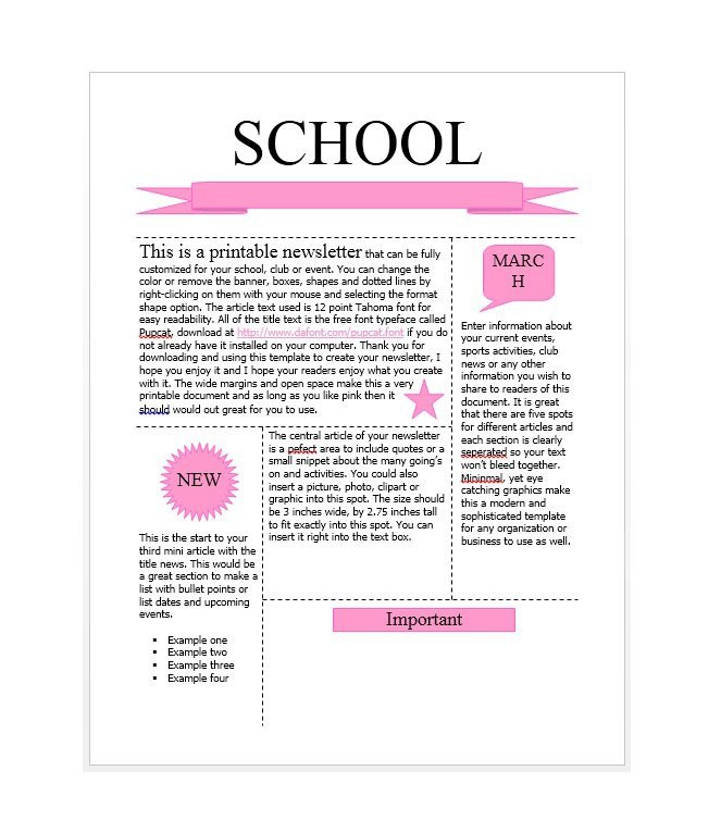 School Newsletter Templates Free 50 Free Newsletter Templates for Work School and Classroom