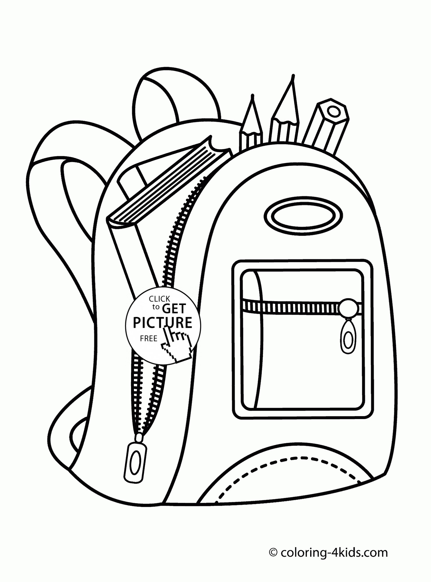 School Supplies Images to Color Backpack with School Supplies Coloring Page for Kids Back