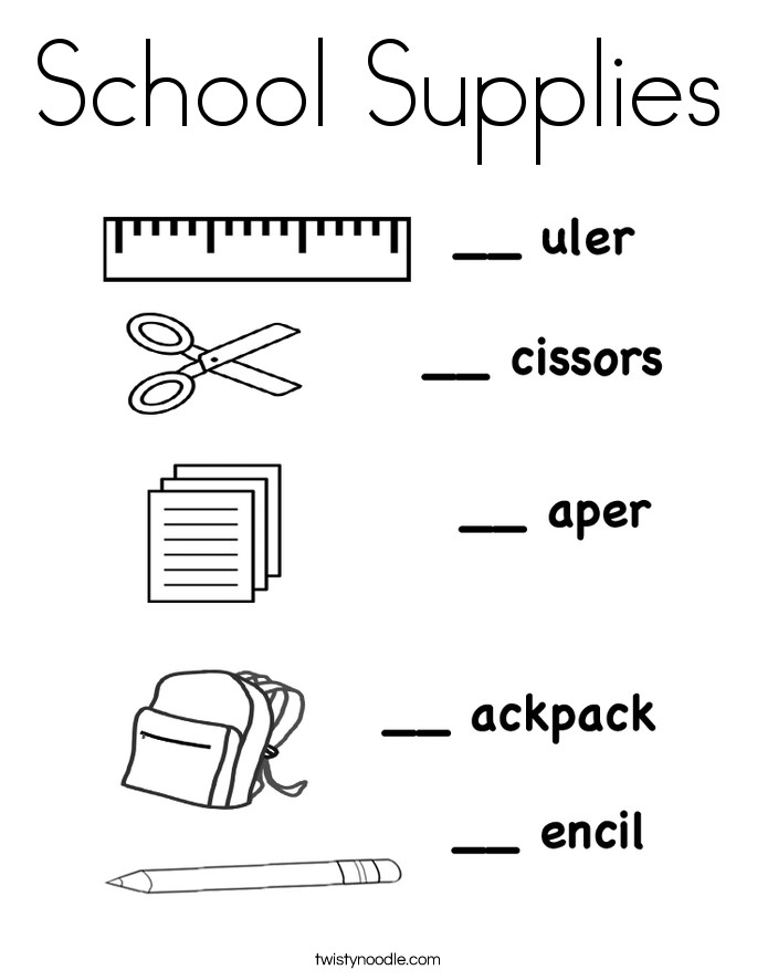 School Supplies Images to Color School Supplies Coloring Page Twisty Noodle