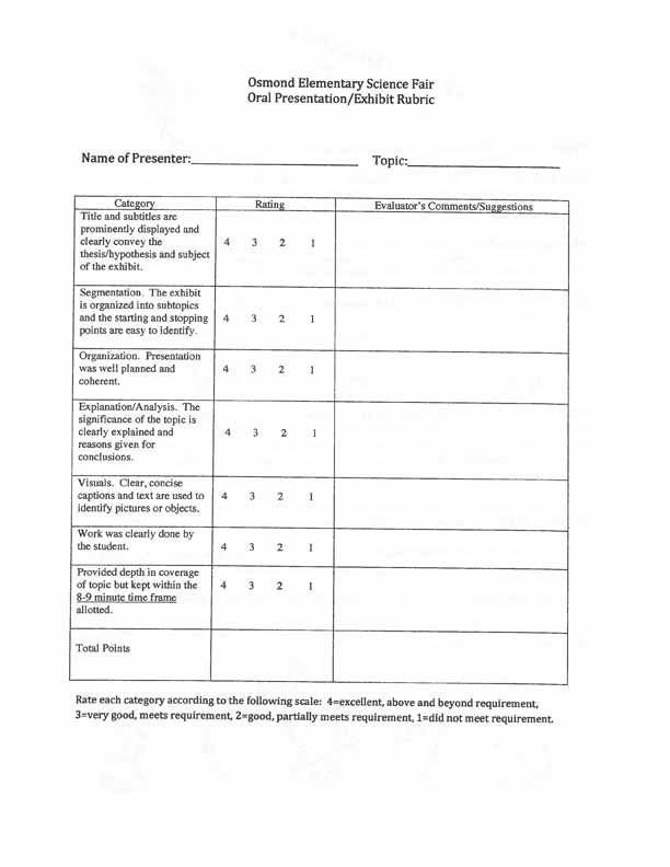 Science Project Rubric Template Science Fair Rubric