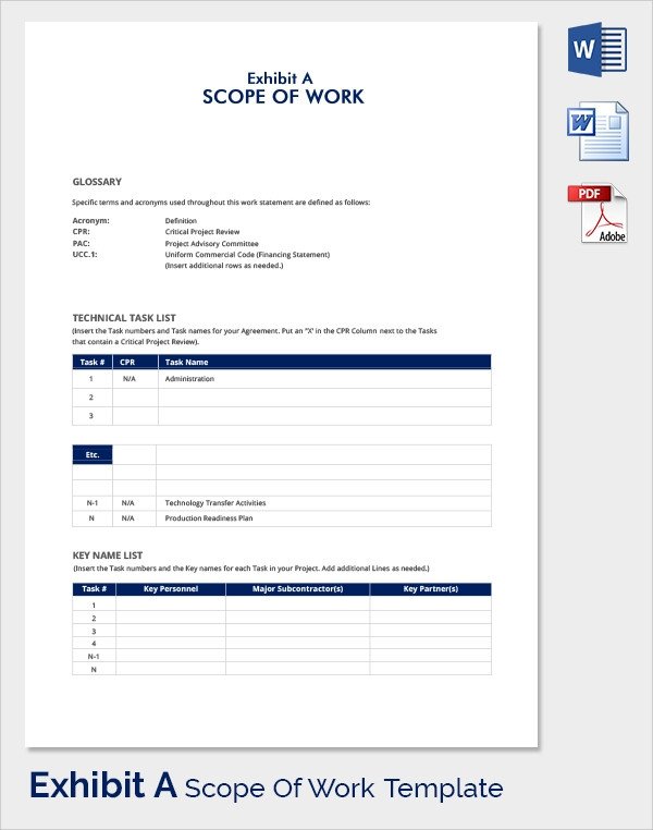 Scope Of Work Template Excel Free 21 Sample Scope Of Work Templates In Pdf Word