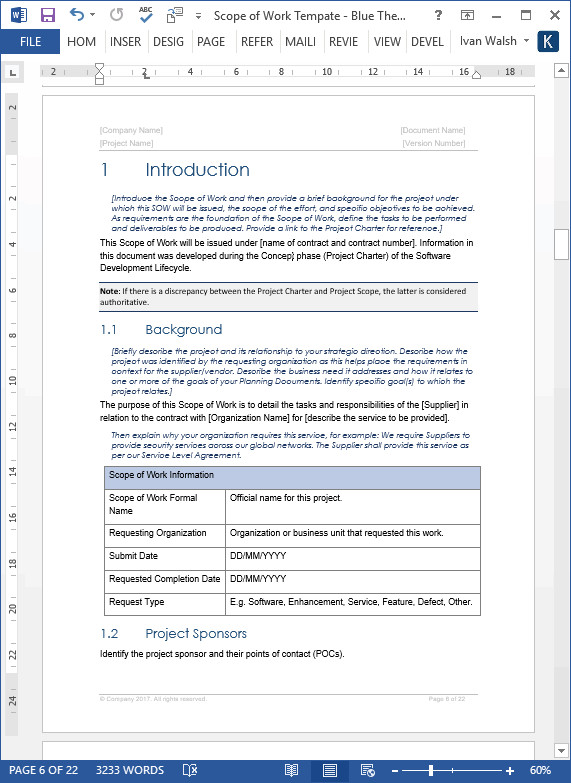 Scope Of Work Template Excel Scope Of Work Template Ms Word Excel – Templates forms