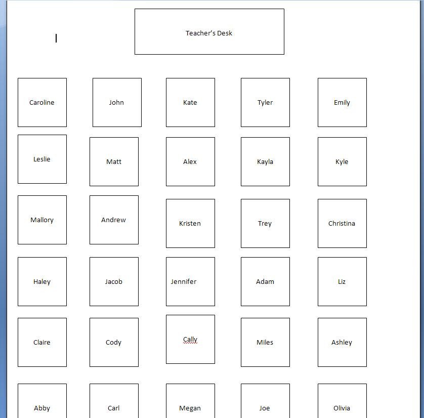 Seating Chart Template Word assignments Seating Chart