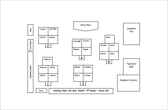 Seating Chart Template Word Classroom Seating Chart Template 10 Examples In Pdf