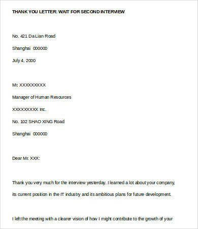 Second Interview Thank You Sample Interview Thank You 6 Free Word Pdf Documents