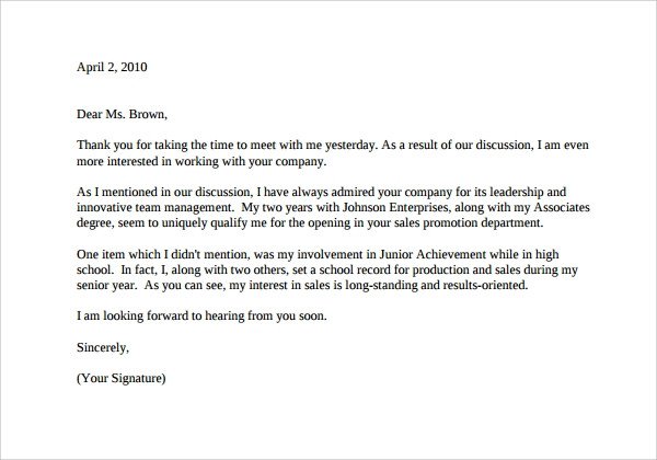 Second Interview Thank You Sample Thank You Letter after Second Interview Download