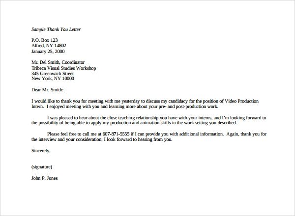 Second Interview Thank You Sample Thank You Letter after Second Interview Download