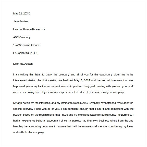 Second Interview Thank You Sample Thank You Letter after Second Interview Download