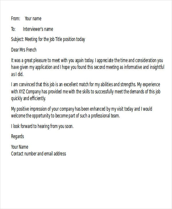 Second Interview Thank You Thank You Email after Second Interview