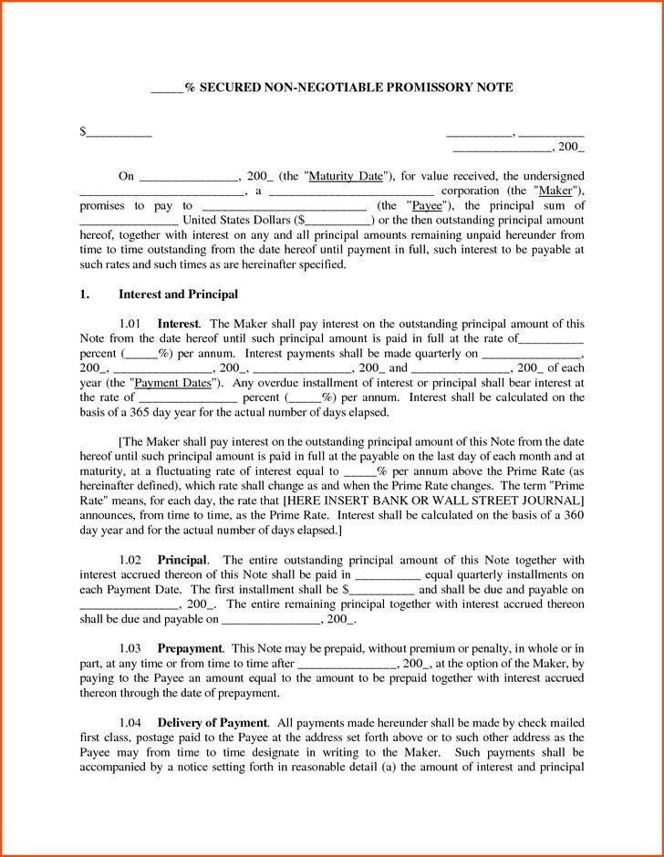 Secured Promissory Note Template 38 Promissory Note Templates Free Download