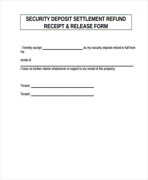 Security Deposit Receipt Template 9 Security Deposit Return form Sample Free Sample