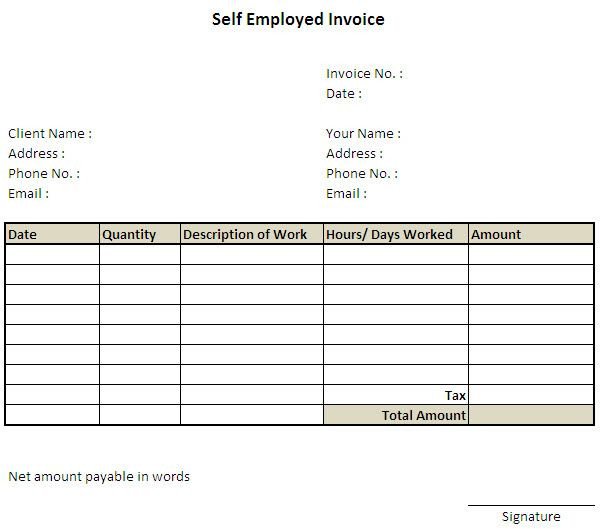 Self Employed Invoice Template 11 Self Employed Invoice Template Uk 7 Invoice