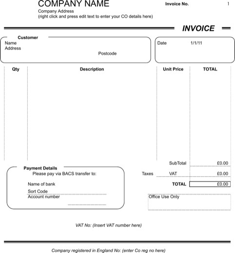 Self Employed Invoice Template Download Self Employed Invoice Templates for Free
