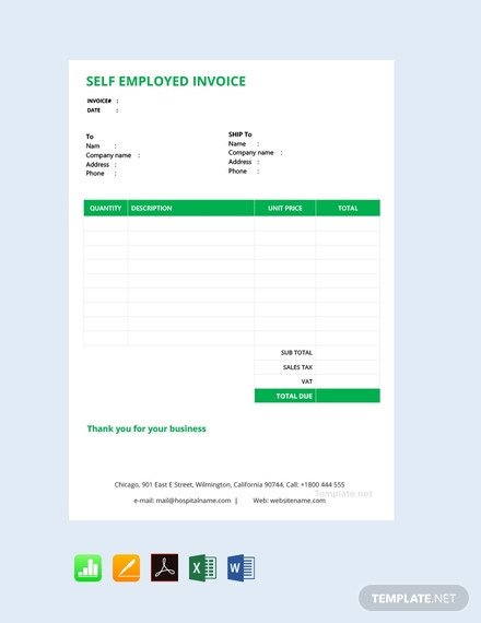 Self Employed Invoice Template Free Self Employed Invoice Template Pdf Word