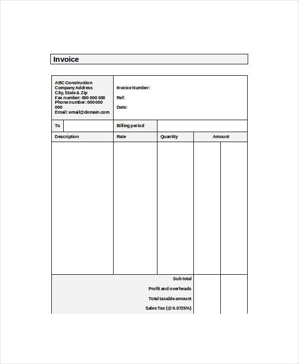 Self Employed Invoice Template Self Employed Invoice Template 12 Free Word Excel Pdf