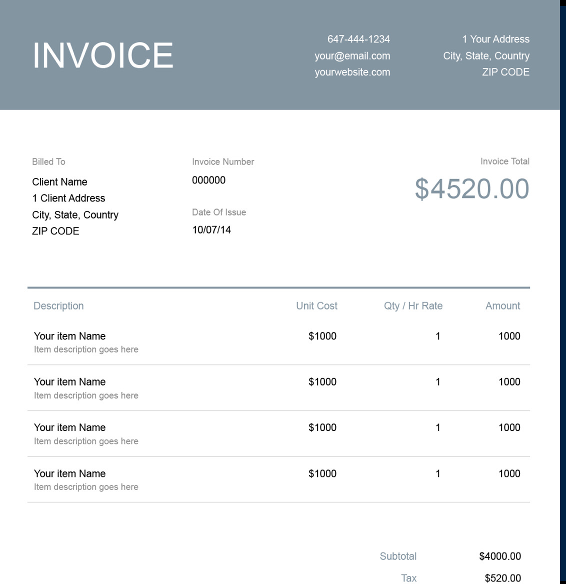 Self Employed Invoice Template Self Employed Invoice Template Free Download