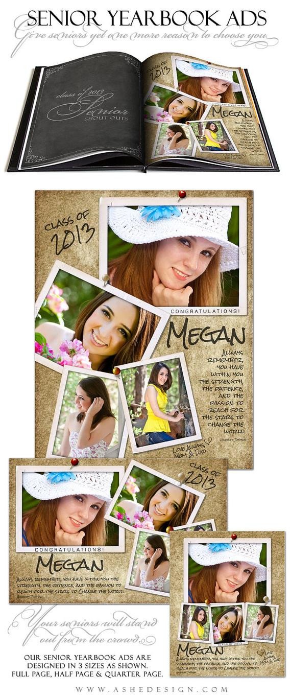 Senior Yearbook Page Template Senior Yearbook Ad Sets for Graphers by ashedesign On