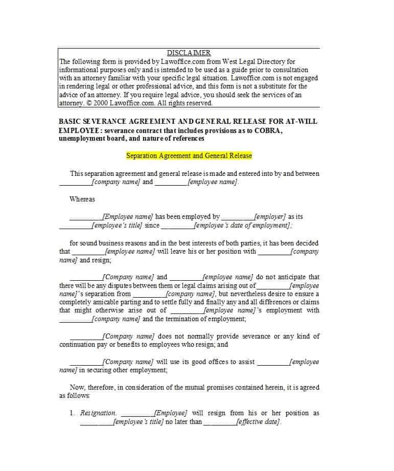 Separation Agreement Template Word 43 Ficial Separation Agreement Templates Letters