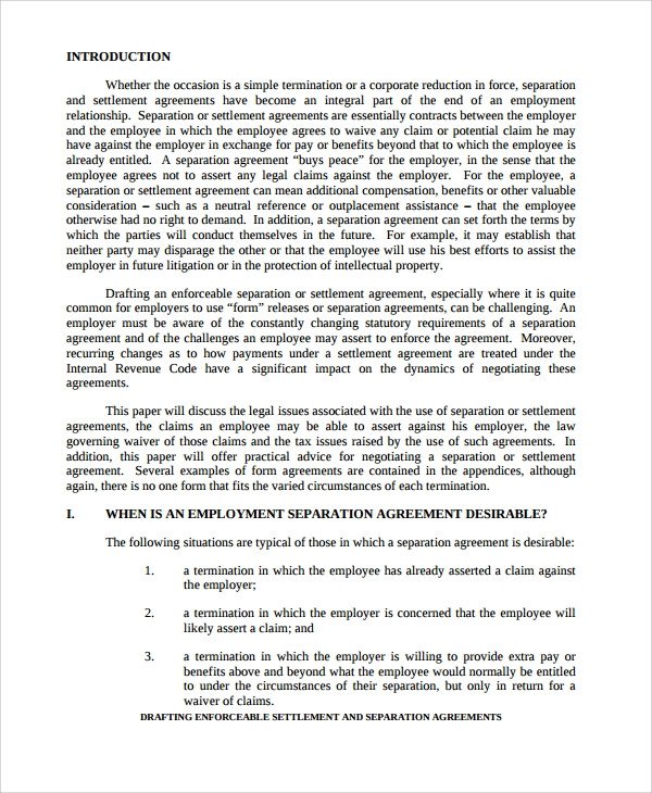 Separation Agreement Template Word Sample Business Separation Agreement Template 9 Free