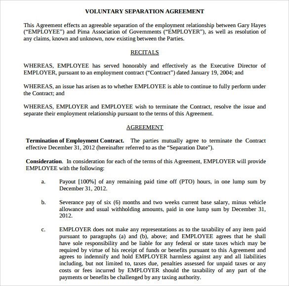 Separation Agreement Template Word Sample Separation Agreement 9 Documents In Pdf Word