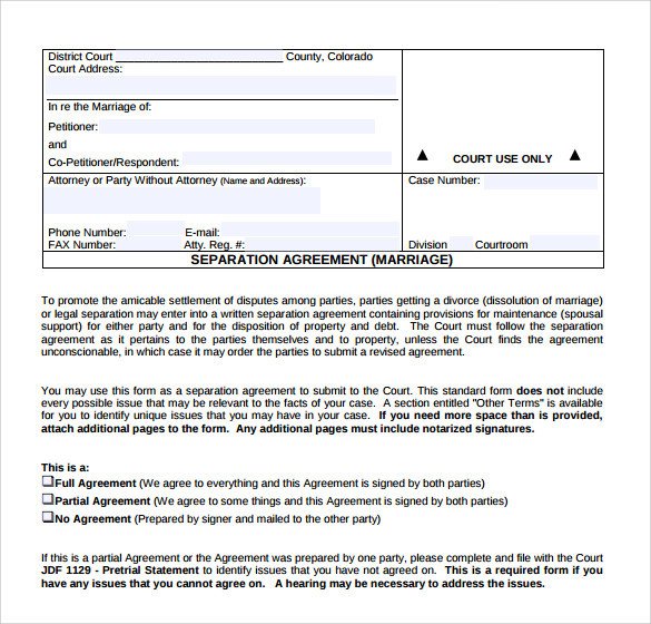 Separation Agreement Template Word Sample Separation Agreement Template 8 Free Documents