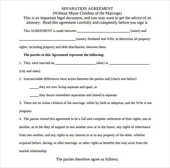 Separation Agreement Template Word Separation Agreement Template 8 Download Free Documents