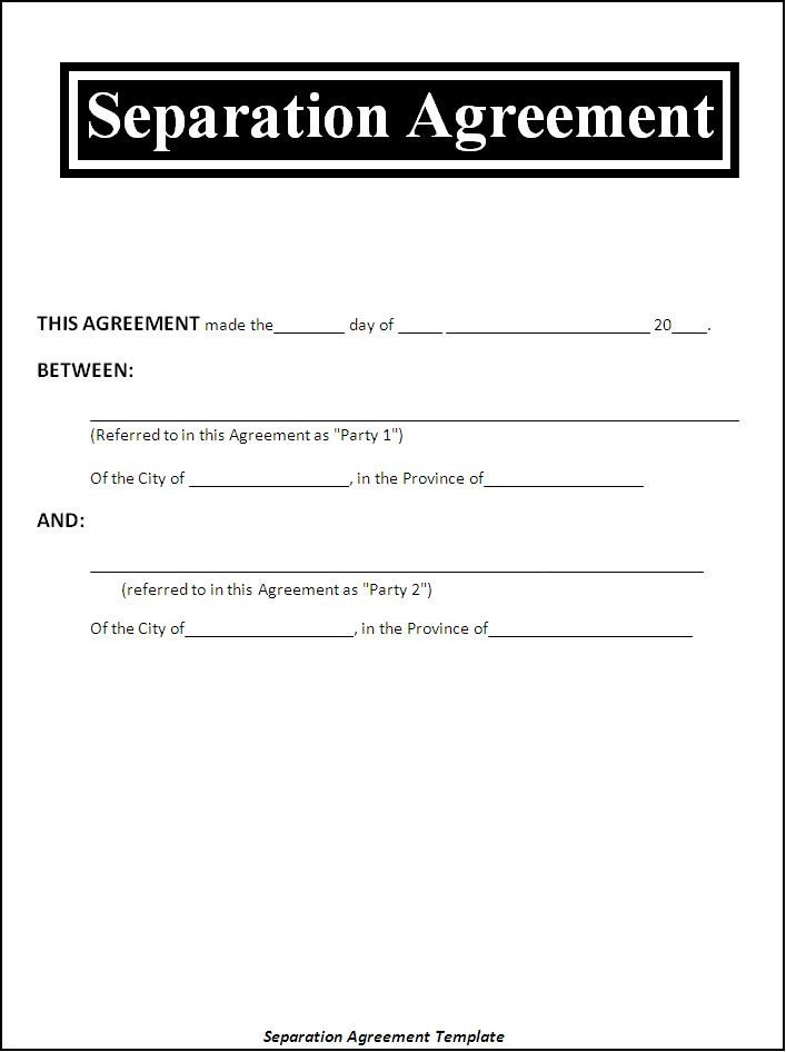 Separation Agreement Template Word Separation Agreement Template