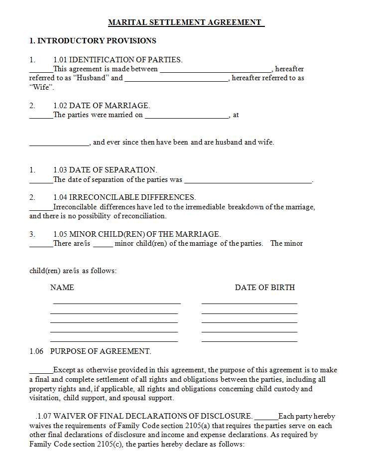 Separation Agreement Template Word Separation Agreement Template