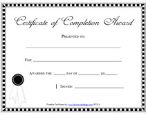Service Dog Certificate Template Printable Certificate Of Pletion Awards Certificates