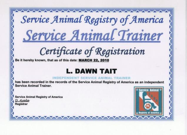 Service Dog Certificate Template Service Dog Certificate Template