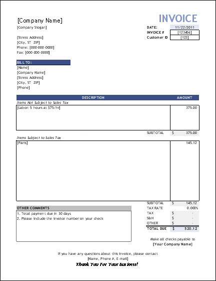 Service Invoice Template Free Service Invoice Template for Consultants and Service Providers