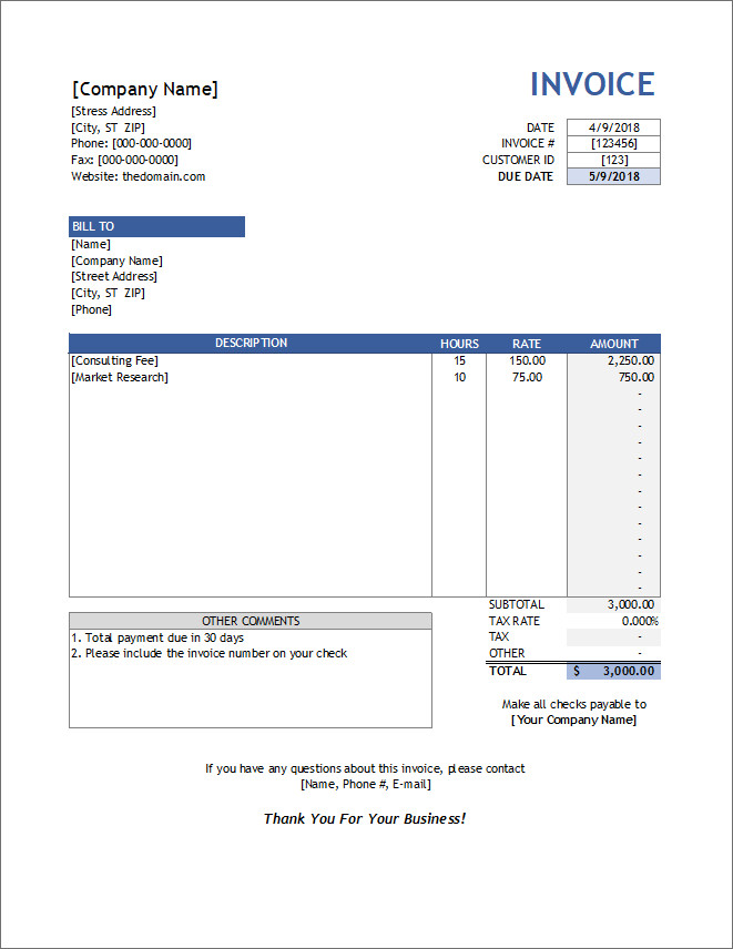 Service Invoice Template Free Service Invoice Template for Consultants and Service Providers