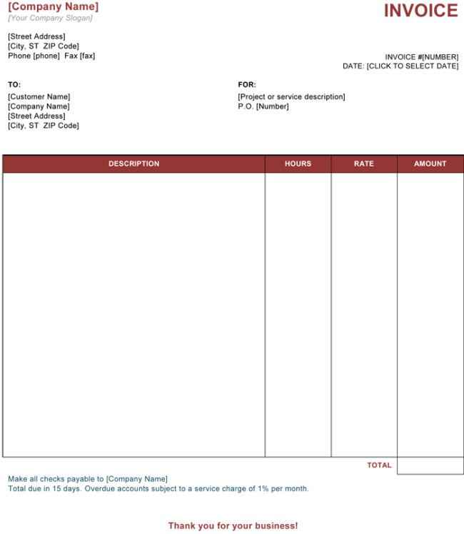 Service Invoice Templates Word 5 Service Invoice Templates for Word and Excel