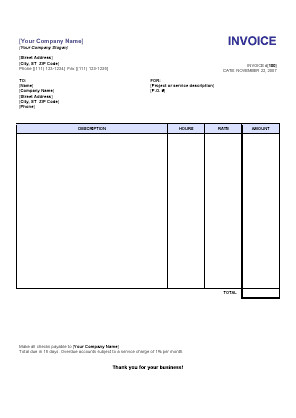 Service Invoice Templates Word Invoice form Word Service Invoice format